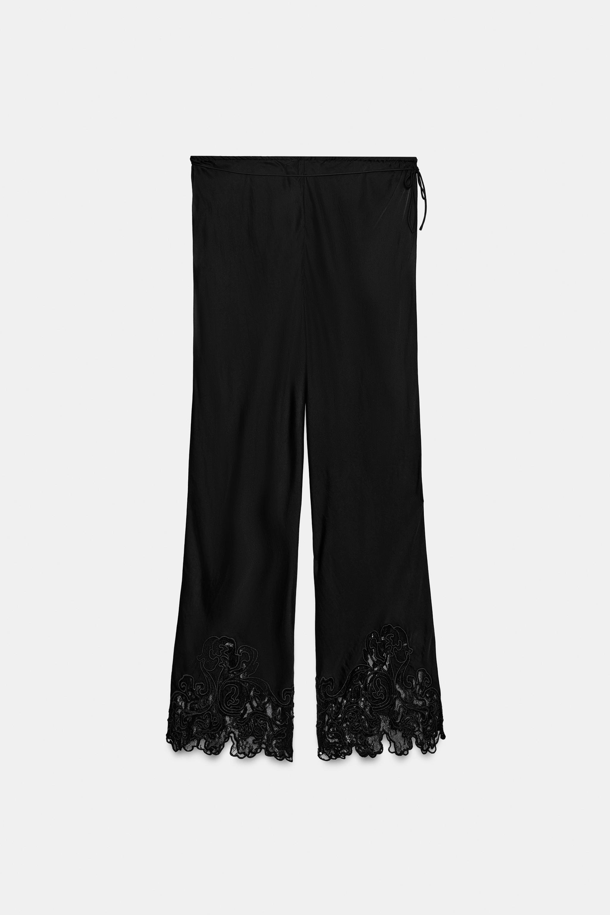 ZW COLLECTION EMBROIDERED SATIN EFFECT PANTS